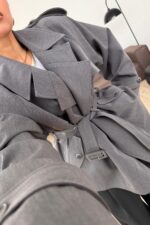 Ara Yakalı Trençkot Antrasit - Görsel 2