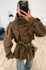 Göğüs Cepli Denim Ceket Haki - Görsel 2