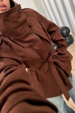 Göğüs Cepli Denim Ceket Acı Kahve - Görsel 3