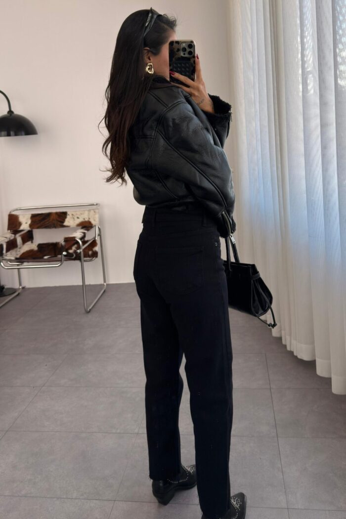 Kesik Paçalı Siyah Slim Fit Jean - Görsel 3