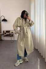 Lowell Oversize Premium Trençkot Adaçayı Yeşil