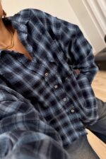 Lazer Kesim Ekose Gömlek Lacivert - Görsel 2