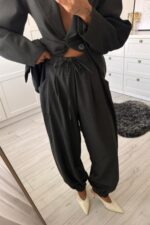 Paçası Lastikli Pantolon Blazer Takım Antrasit - Görsel 5