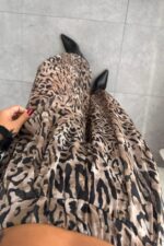 Leopar Desen Pileli Şalvar Pantolon - Görsel 3