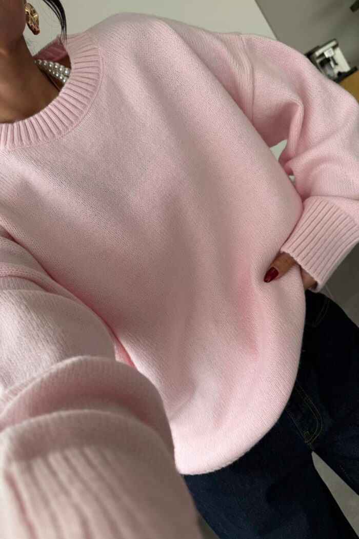 Pia Oversize Örgü Kazak Pembe - Görsel 2