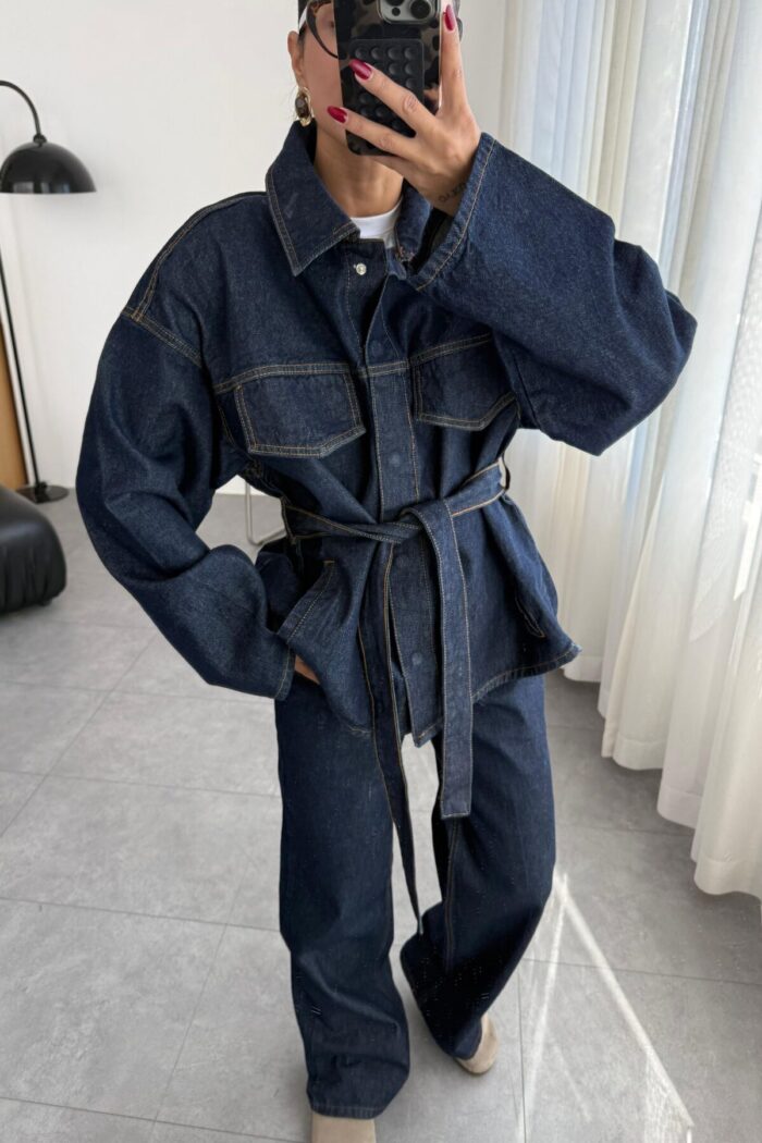 Fuly Denim Gömlek Pantolon Takım Lacivert - Görsel 2