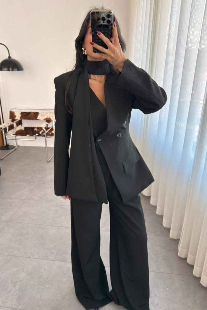 Belden Oturtmalı Blazer Takım Siyah - Görsel 2