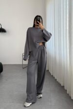 Kesik Yaka Oysh Takım Gri