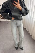 Becca Yıkamalı Gri Wide Leg jean - Görsel 2