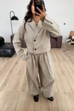 Pamel Ceket Balon Pantolon Takım Taş - Görsel 2