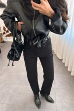 Kesik Paçalı Siyah Slim Fit Jean - Görsel 2