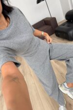 Belden Oturtmalı Triko Takım Antrasit - Görsel 3