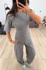 Belden Oturtmalı Triko Takım Vizon - Görsel 2