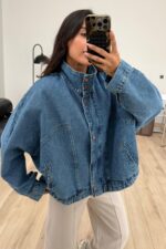 Yarasa Kol Denim Ceket - Görsel 2