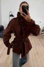 Göğüs Cepli Denim Ceket Acı Kahve - Görsel 2