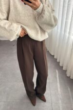 Mabel Premium Palazzo Pantolon Kahverengi - Görsel 2