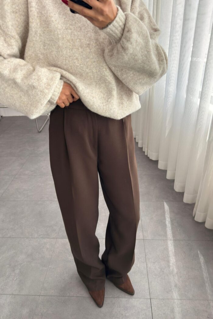 Mabel Premium Palazzo Pantolon Kahverengi - Görsel 2