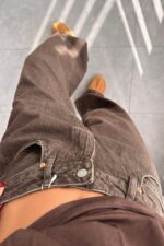 Morgan Baggy Kahve Eskitme Jean - Görsel 2