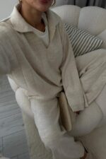 Relax Polo Yaka Triko Takım Bej - Görsel 2