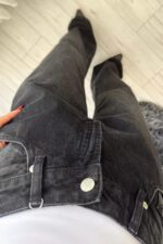 Andrey Siyah Eskitme Wide Leg Jean - Görsel 3