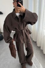 Fuly Denim Gömlek Pantolon Takım Acı Kahve - Görsel 2