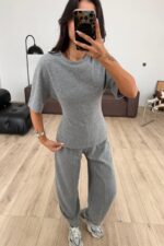 Belden Oturtmalı Triko Takım Antrasit - Görsel 2