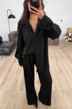 Taşlı Gömlek Pantolon Takım Siyah - Görsel 2