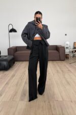 Kıvrık Belli Pantolon Siyah