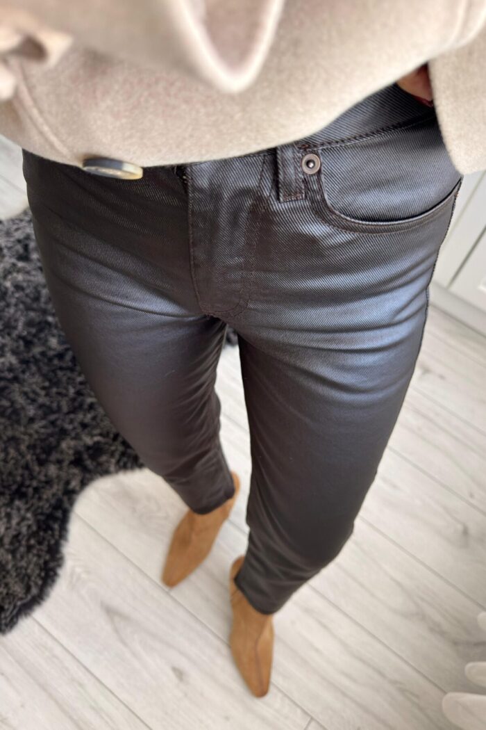 Deri Slim Fit Avı Kahve Jean - Görsel 3