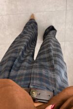 Kemerli Ekose Pantolon Lacivert - Görsel 3