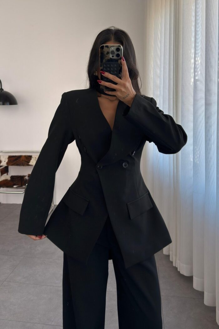 Belden Oturtmalı Blazer Takım Siyah - Görsel 3