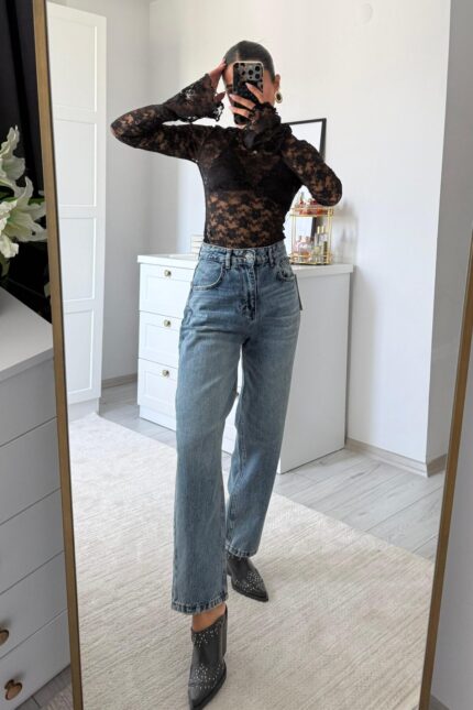 Sophia Ballon Mavi Eskitme Jean