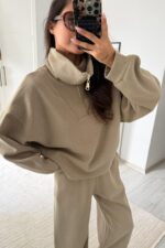 Dik Yaka Fermuarlı Triko Takım Çağla - Görsel 2