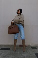 Oversize Dik Yaka Bomber Trenç Vizon