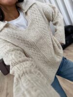 Polo Yaka Triko Kazak Taş - Görsel 2