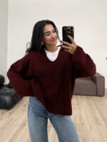 Polo Yaka Triko Kazak Bordo