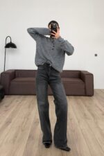 Samir Wide Leg Siyah Yıkama Jean