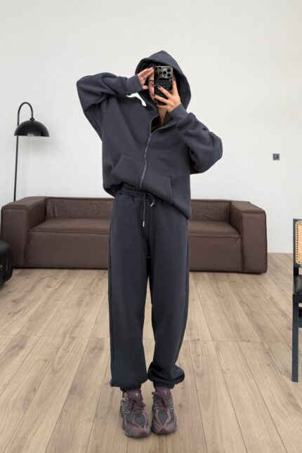 Paçası Lastikli Eşofman Altı Antrasit