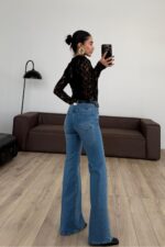 Dangi İspanyol Paça Açık Mavi Jean - Görsel 4