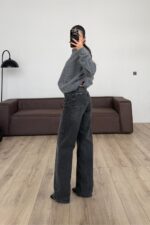 Samir Wide Leg Siyah Yıkama Jean - Görsel 4