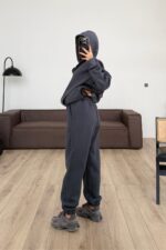 Paçası Lastikli Eşofman Altı Antrasit - Görsel 3