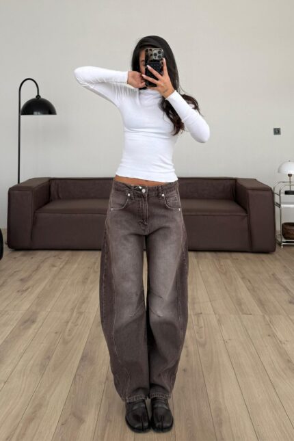 Anton Barrel Kahve Eskitme Jean