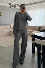 Premium Fitilli Triko Takım Antrasit