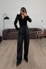 Kalın Saten Pantolon Siyah