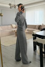 Premium Fitilli Triko Takım Antrasit - Görsel 4