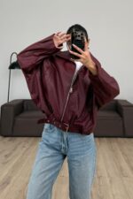 Beli Ayarlanabilir Yılan Derisi Ceket Kırmızı