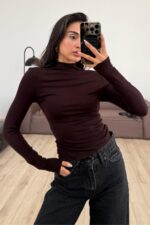 Yarım Balıkçı Uzun Kol Body Acı Kahve