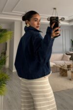 Fermuarlı Denim Ceket Lacivert - Görsel 4