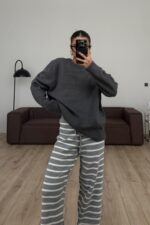 Yumuşak Bisiklet Yaka Triko Kazak Antrasit