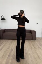 Cha Tayt Crop Takım Siyah